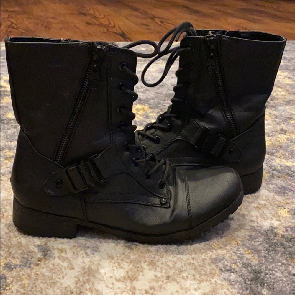 Guess leather combat boots